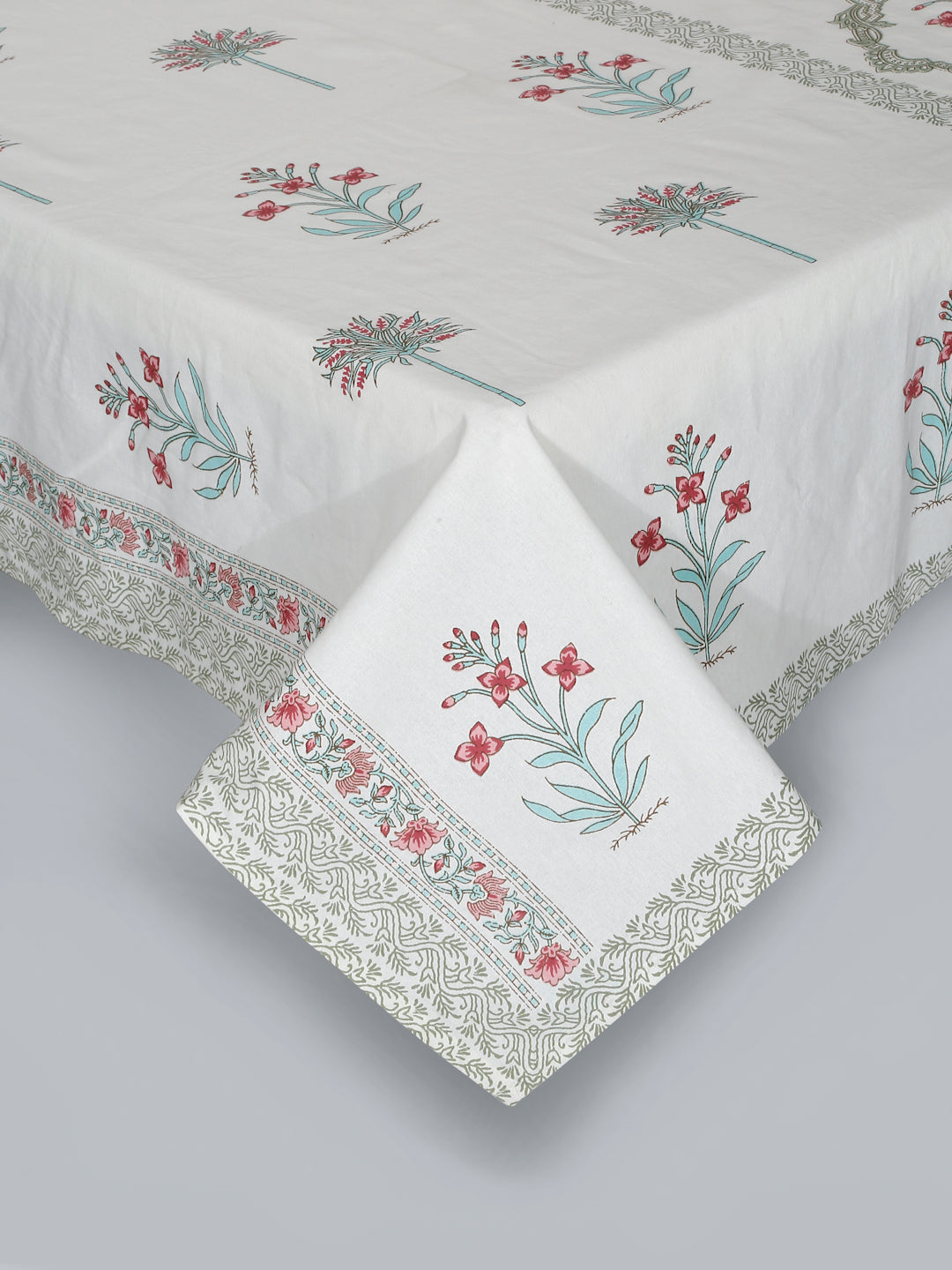 Rajasthan Decor White  and Pink Cotton Mughal  Pattren  King Bed sheet with 2 Pillow Covers (Copy)