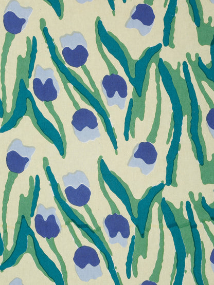 Rajasthan Decor Lemon  and Green  Cotton Tulip Print King Bed sheet with 2 Pillow Covers