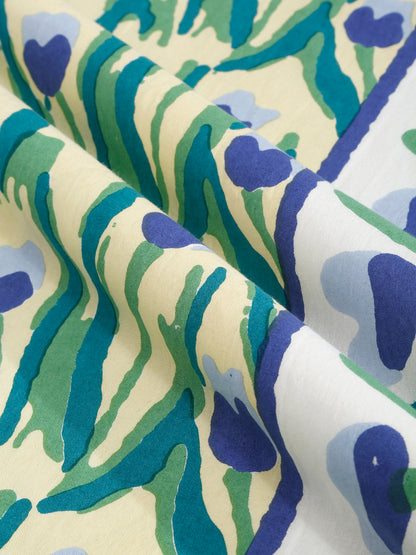 Rajasthan Decor Lemon  and Green  Cotton Tulip Print King Bed sheet with 2 Pillow Covers