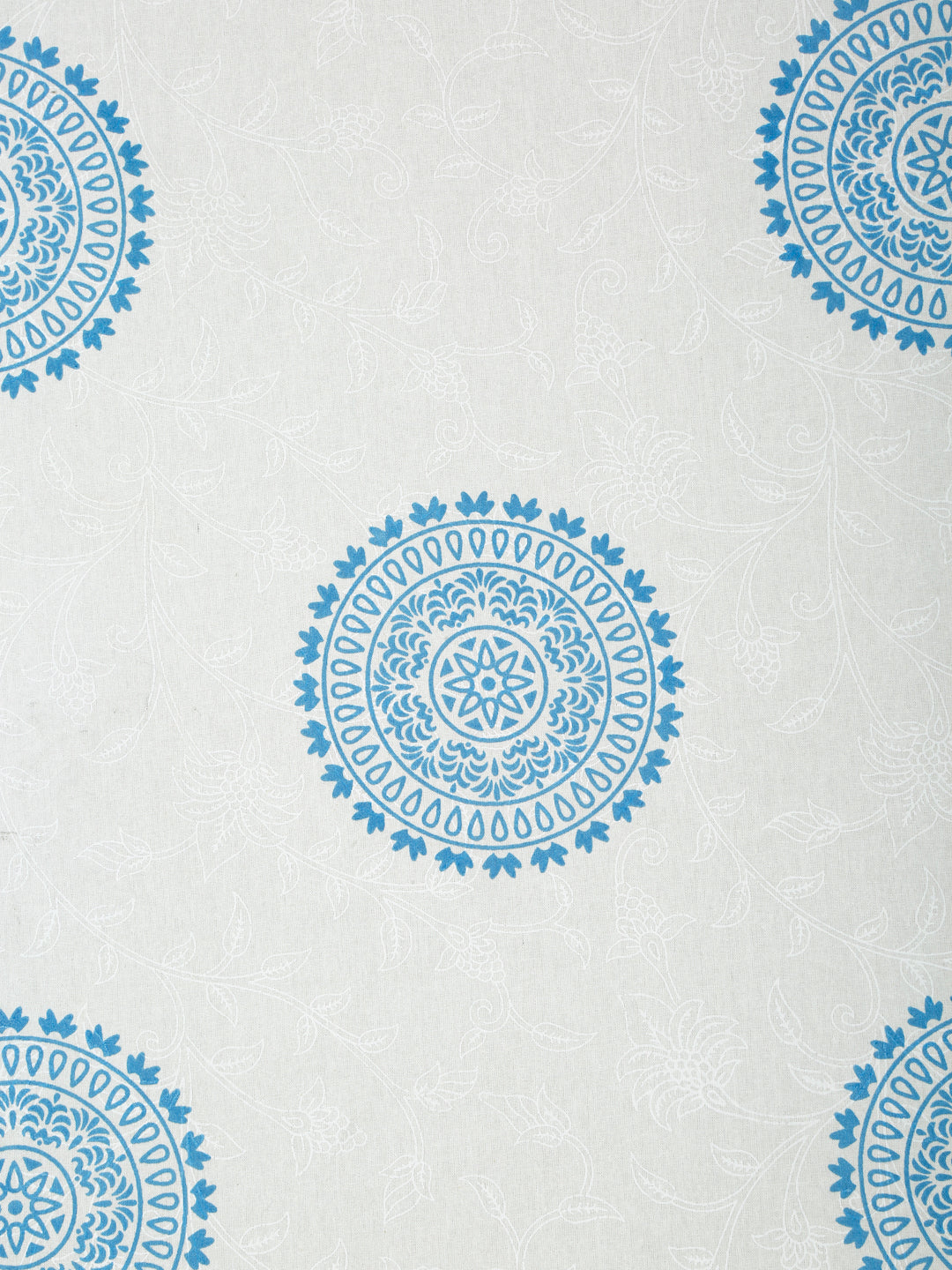 Rajasthan Decor White and Blue  Cotton animal Khadi Print King Bed sheet with 2 Pillow Covers