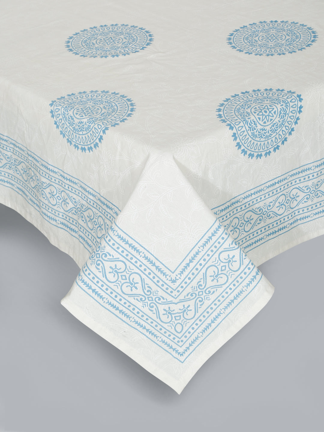 Rajasthan Decor White and Blue  Cotton animal Khadi Print King Bed sheet with 2 Pillow Covers