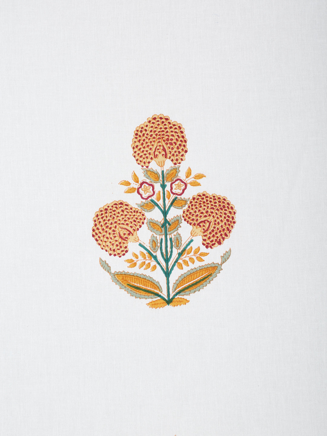 Rajasthan Decor White  and Yellow Cotton Mughal Print King Bed sheet with 2 Pillow Covers