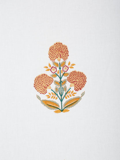 Rajasthan Decor White  and Yellow Cotton Mughal Print King Bed sheet with 2 Pillow Covers