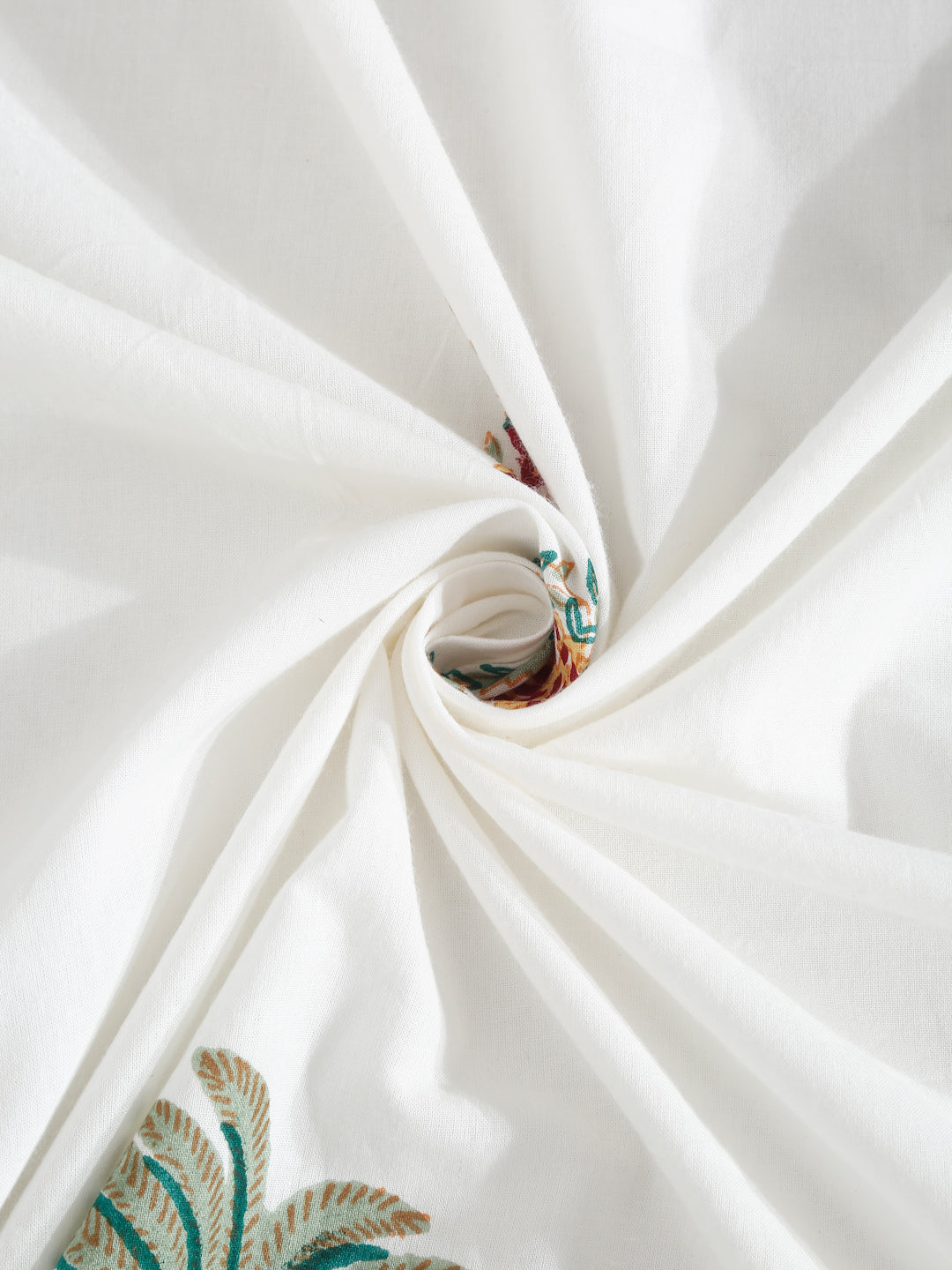 Rajasthan Decor White  and Yellow Cotton Mughal Print King Bed sheet with 2 Pillow Covers