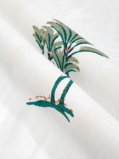 Rajasthan Decor White  and Yellow Cotton Mughal Print King Bed sheet with 2 Pillow Covers