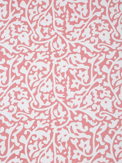 Rajasthan Decor White  and Pink Cotton Jaal Print King Bed sheet with 2 Pillow Covers