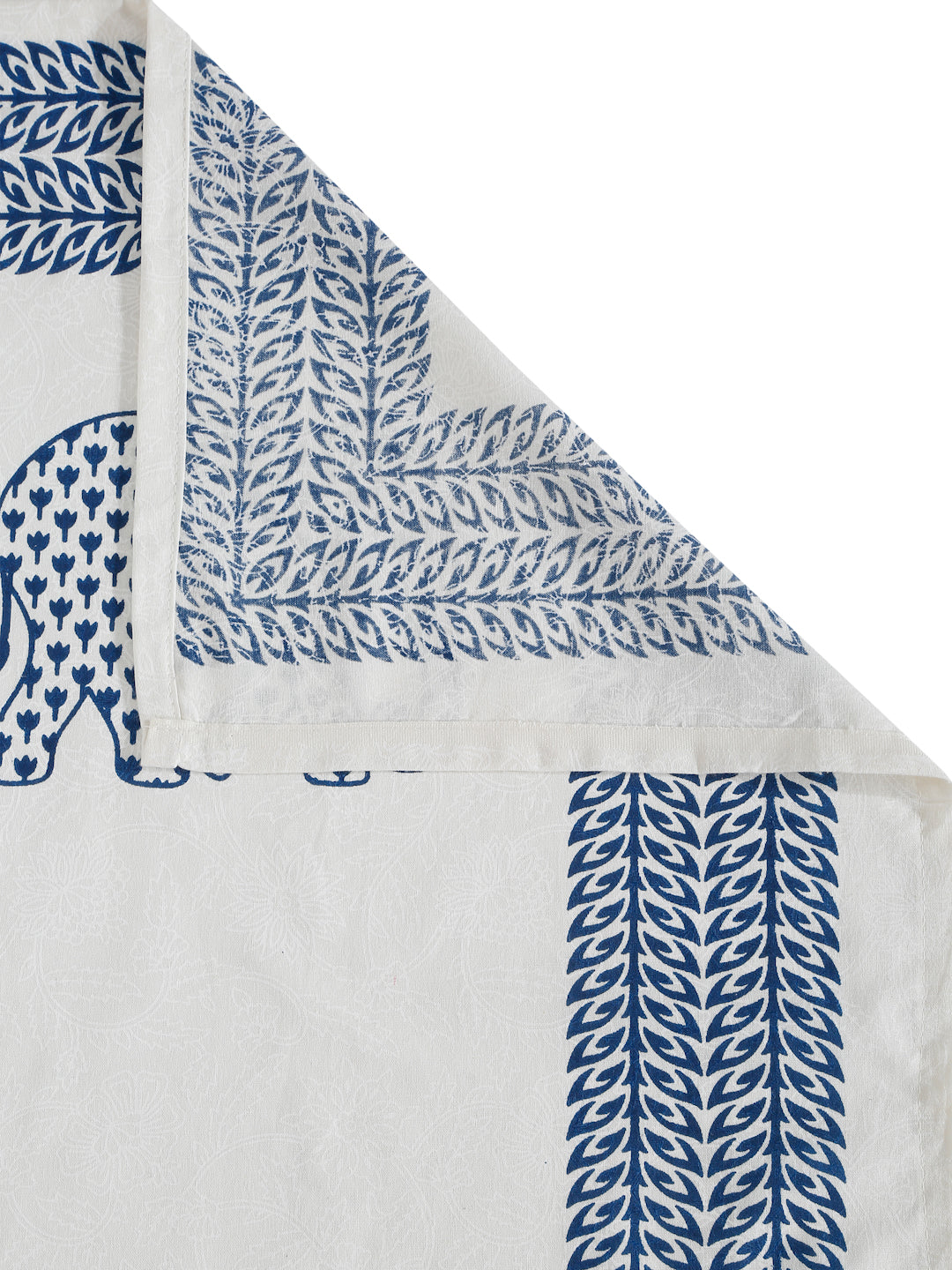 Rajasthan Decor White and Blue  Cotton animal Khadi Print King Bed sheet with 2 Pillow Covers (Copy)