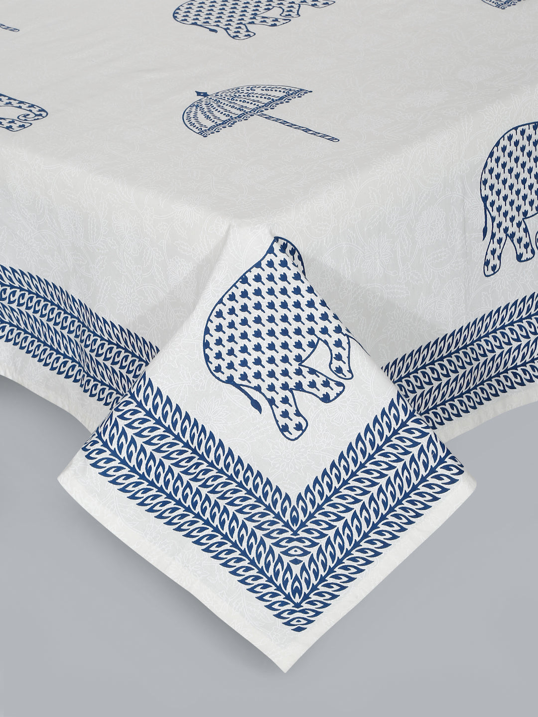 Rajasthan Decor White and Blue  Cotton animal Khadi Print King Bed sheet with 2 Pillow Covers (Copy)