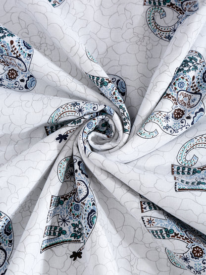 White Color Printed 120 GSM Revesible Cotton Single Bed AC Dohar