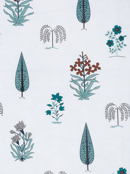 White Floral Printed 120 GSM Revesible Cotton Single Bed AC Dohar