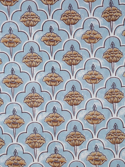 Sky Blue Quilted Floral 1 seater Cotton Sofa Cover