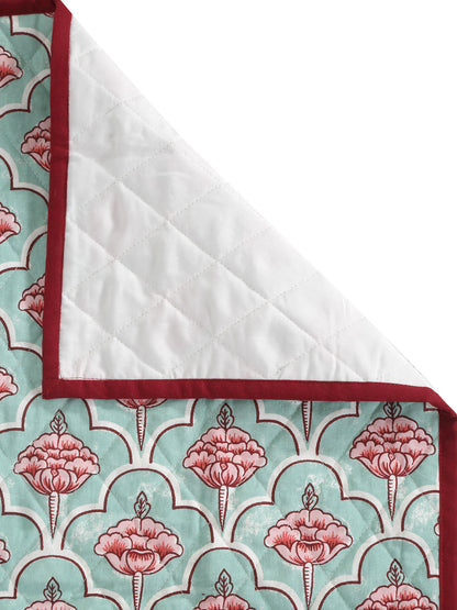 Multi Quilted Floral 1 seater Cotton Sofa Cover