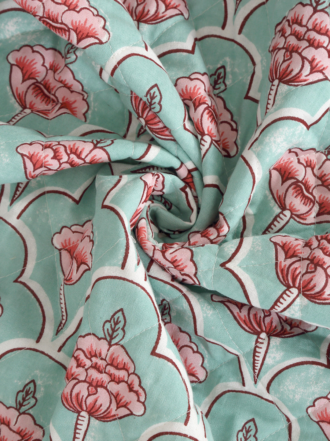 Multi Quilted Floral 1 seater Cotton Sofa Cover
