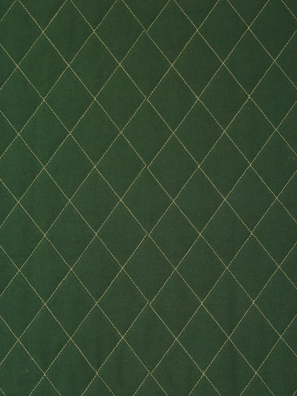 Green Quilted Printed Cotton 2 Seater Sofa Cover