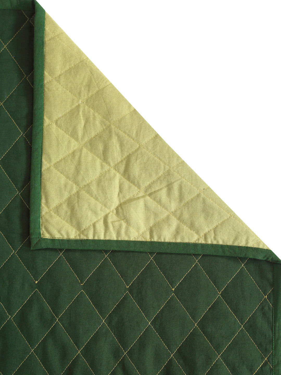 Green Quilted Printed Cotton 2 Seater Sofa Cover