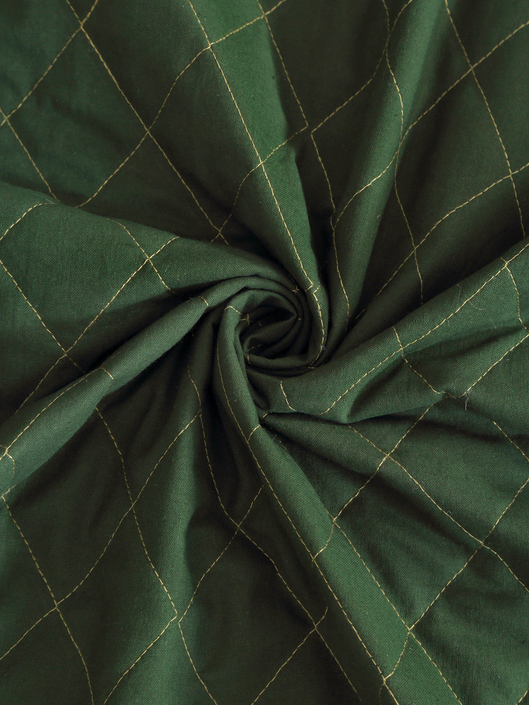 Green Quilted Printed Cotton 2 Seater Sofa Cover