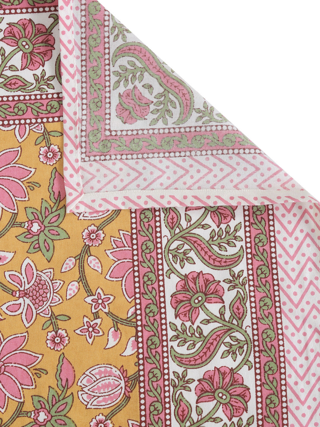 Cotton Floral Print Multi Colour King Bed sheet with 2 Pillow Covers