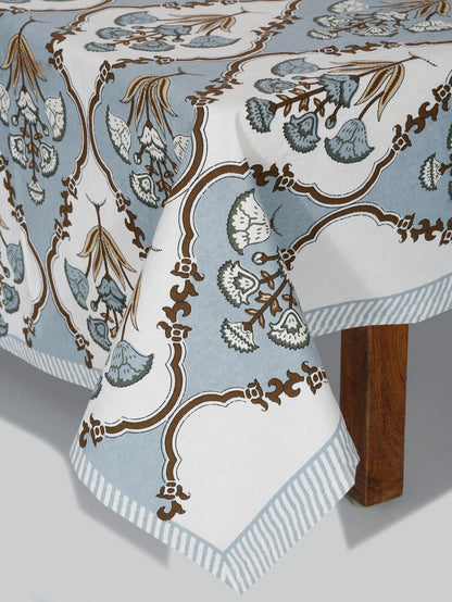 White and Grey Cotton Jaipur Print Floral King Size Bedsheet with 2 Pillow Covers