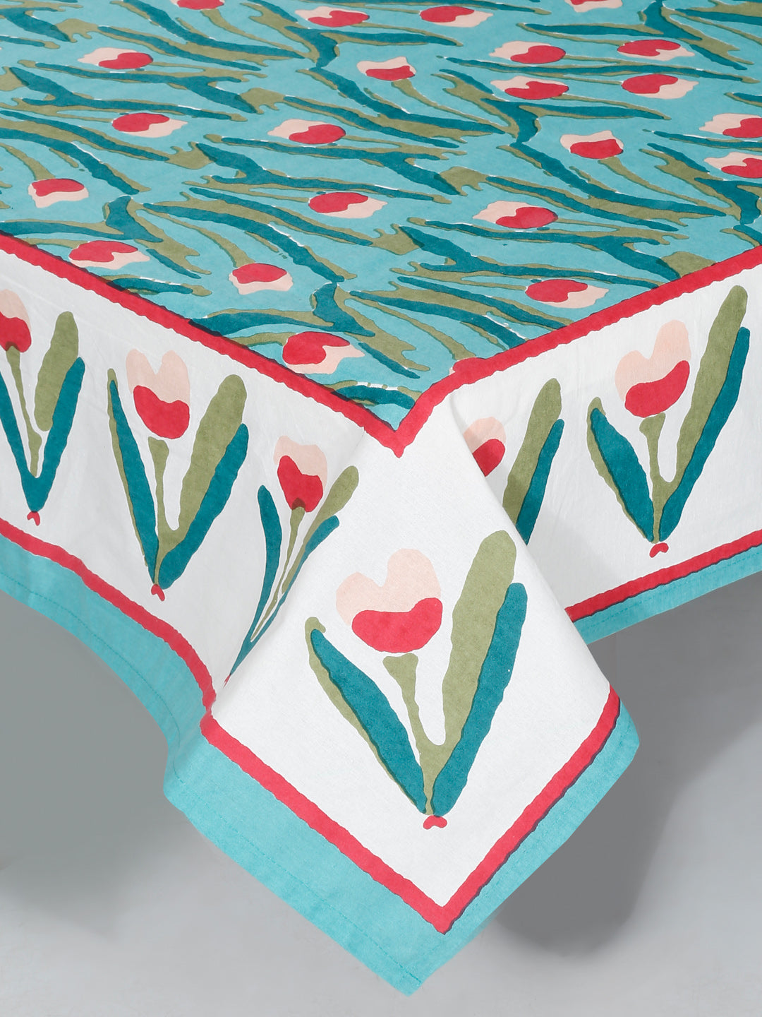 Rajasthan Decor Bottle Green Floral Print Cotton King Bed Sheet with 2 Pillow Covers