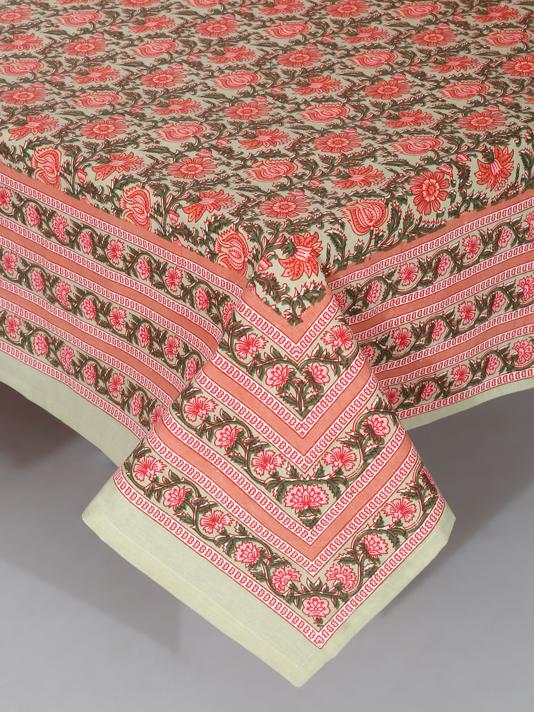 Orange Floral Print 180 TC Cotton King Bed sheet with 2 Pillow Covers