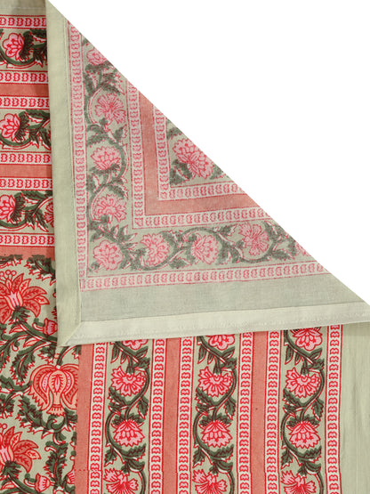 Orange Floral Print 180 TC Cotton King Bed sheet with 2 Pillow Covers