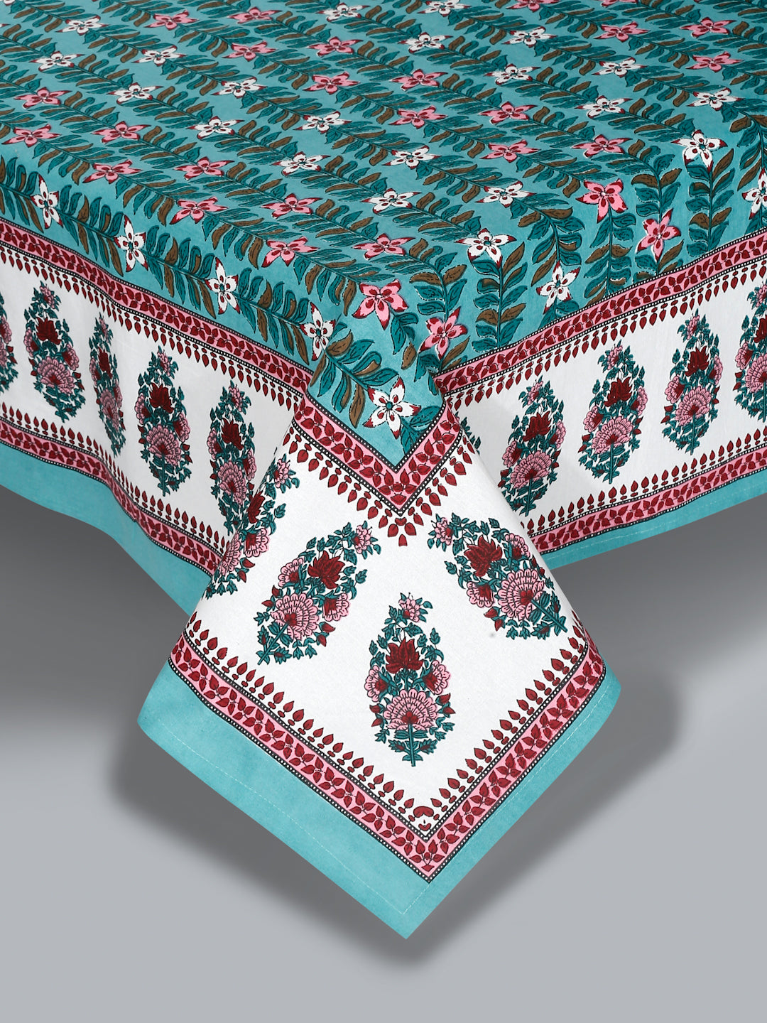 Sea Green Floral Print 180 TC King Size Bed Sheet with 2 Pillow Covers