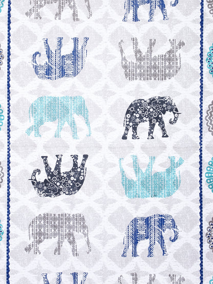 Rajasthan Décor Set of 8 White and Grey Color Animal Print Jaipuri Cotton Diwan set