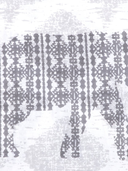Rajasthan Décor Set of 8 White and Grey Color Animal Print Jaipuri Cotton Diwan set