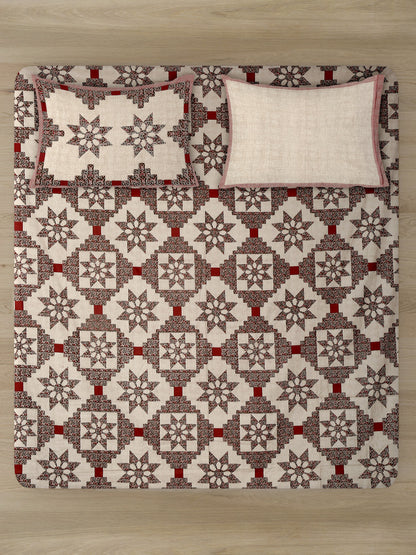 King Size Floral Print Cotton Bed Sheet with 2 Pillow Covers