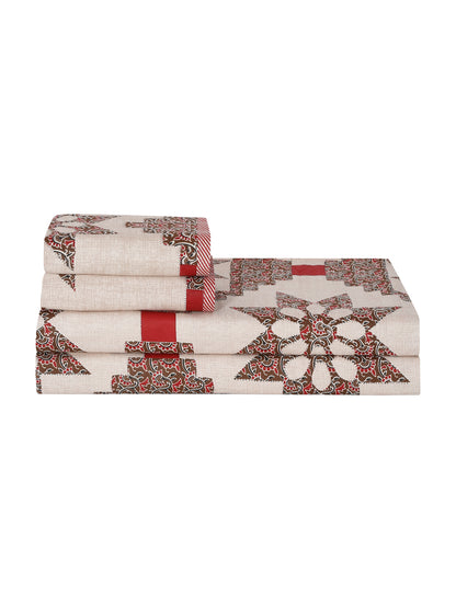 King Size Floral Print Cotton Bed Sheet with 2 Pillow Covers