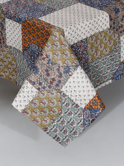 King Size Geometric Print Cotton Bed Sheet with 2 Pillow Covers