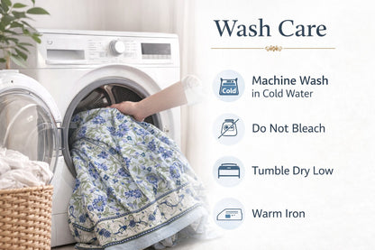 Blue Floral Cotton Bedsheet Set with Pillow Covers – King Size