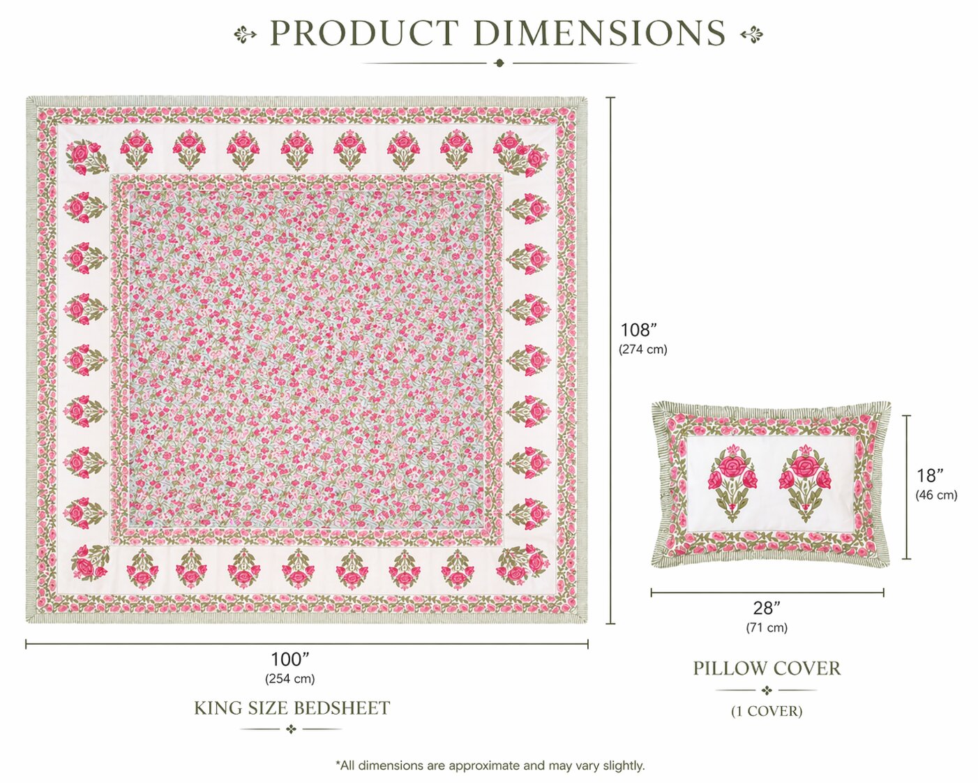 Pink Floral Cotton Bedsheet Set with Pillow Covers – King Size