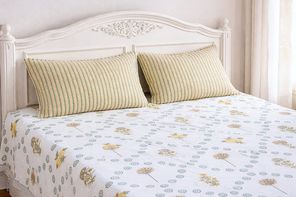 Jaipuri Floral Cotton Bedsheet with Pillow Covers
