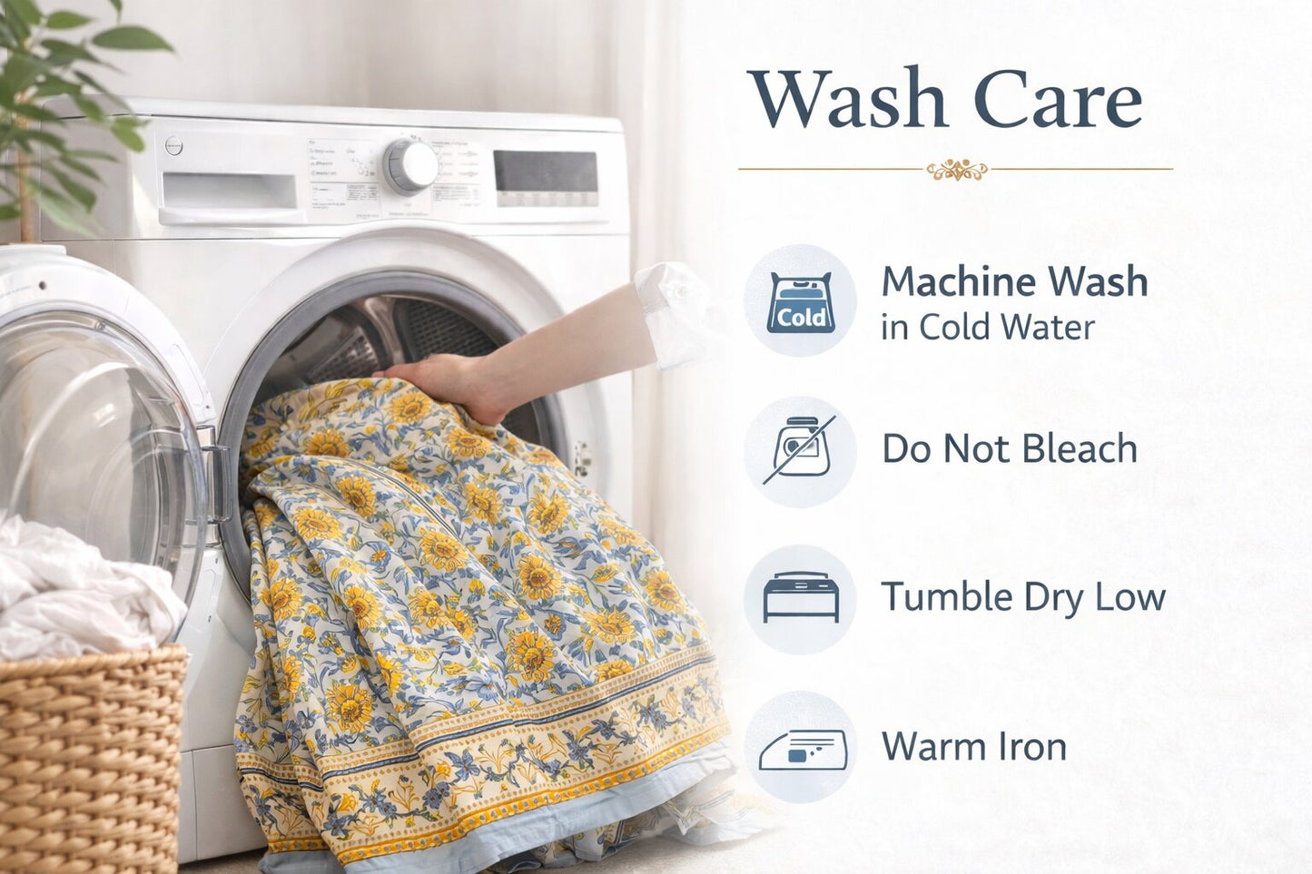 Blue & Yellow Floral Cotton Bedsheet with Pillow Covers – King Size Premium Set