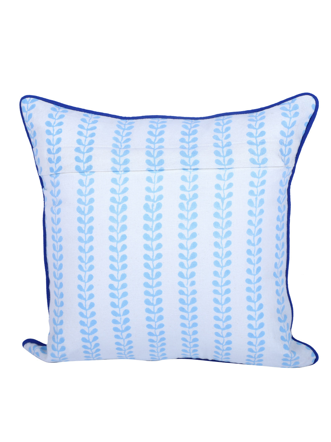 Rajasthan Décor Hand Block Animal Pattern White and Sky Blue Cotton Cushion Cover set of 2 (12x12 inches)