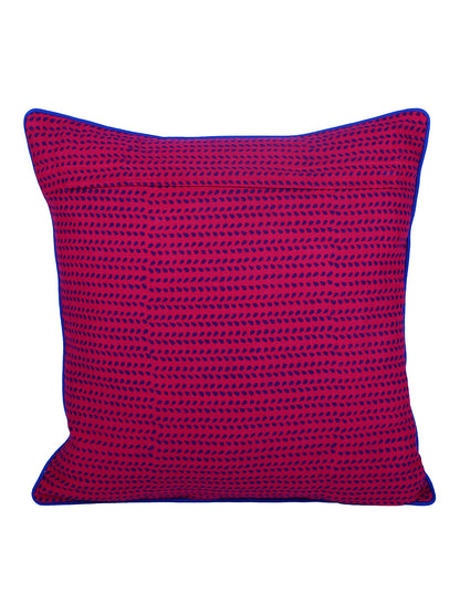 Rajasthan Décor Hand Block Floral Pink Color Cotton Cushion Cover set of 2 (16x16 inches)