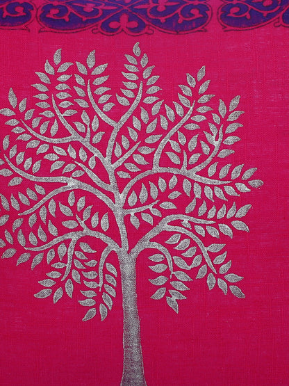 Rajasthan Décor Hand Block Floral Pink Color Cotton Cushion Cover set of 2 (12x12 inches)