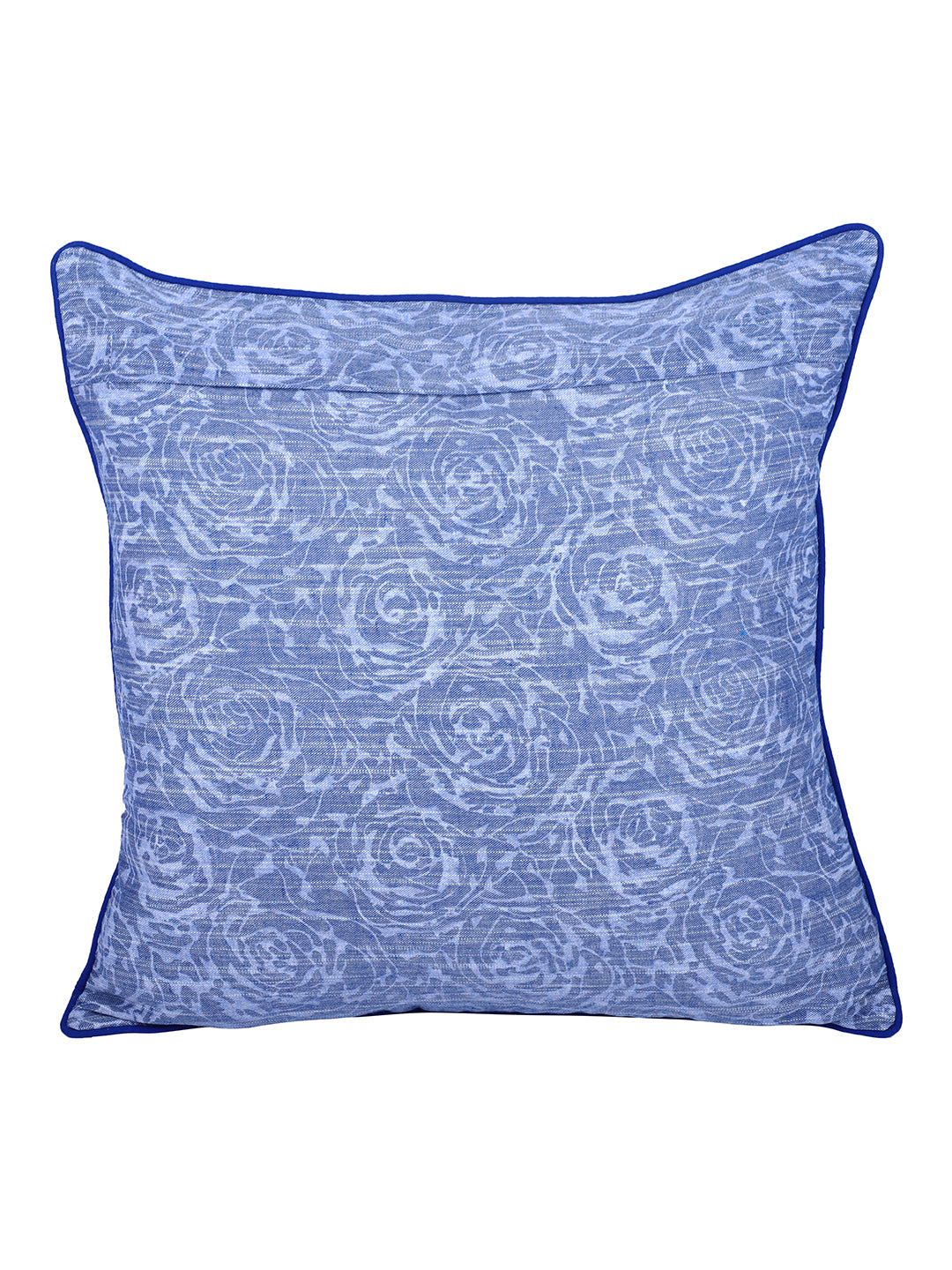 Rajasthan Décor Hand Block Floral Sky Blue Cotton Cushion Cover set of 2 (16x16 inches)