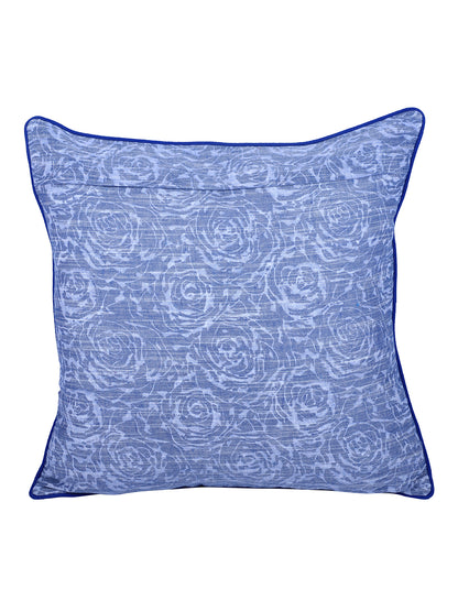 Rajasthan Décor Hand Block Floral Sky Blue Cotton Cushion Cover set of 2 (16x16 inches)