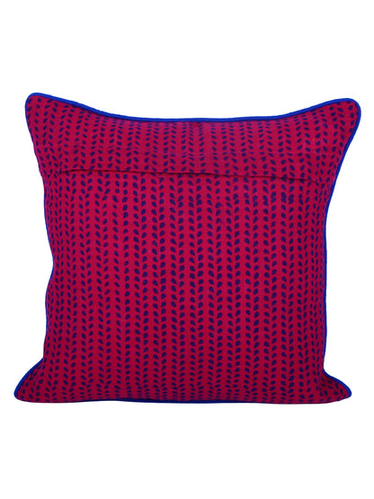 Rajasthan Décor Hand Block Floral Maroon Cotton Cushion Cover set of 2 (12x12 inches)