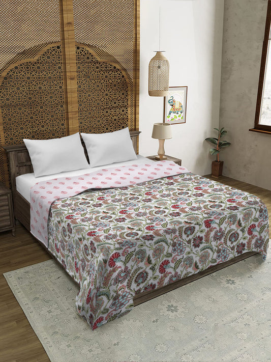 Multi Color FLoral Printed 120 GSM Revesible Cotton Double Bed AC Dohar