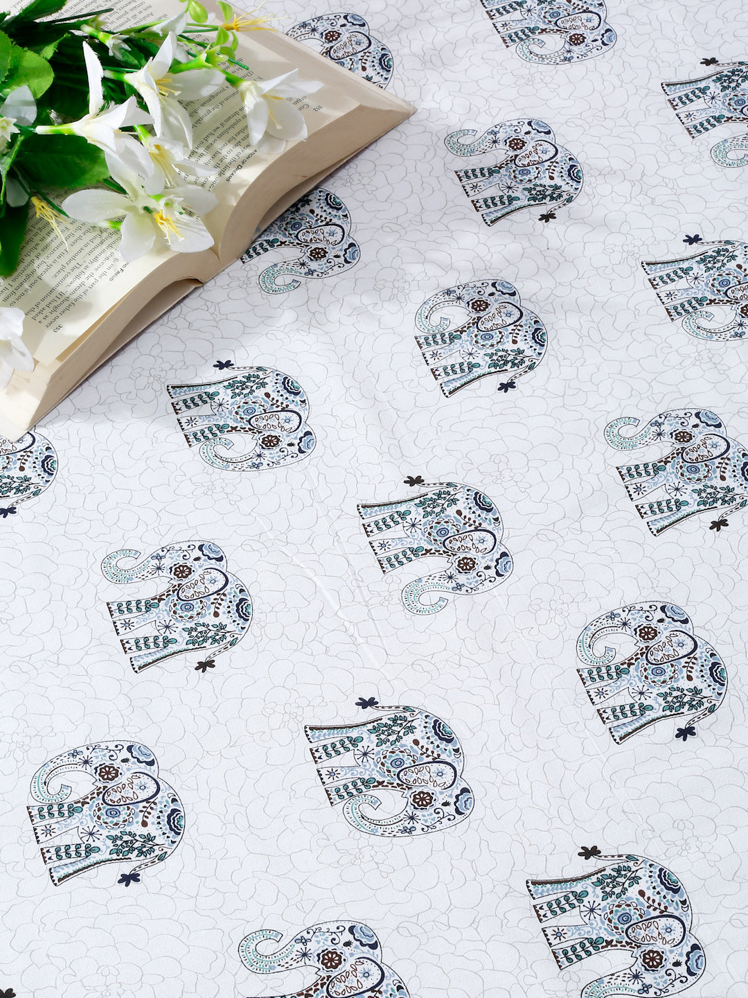 White Color Printed 120 GSM Revesible Cotton Single Bed AC Dohar
