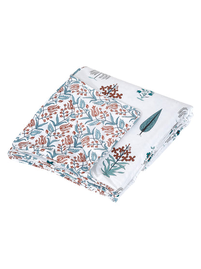 White Floral Printed 120 GSM Revesible Cotton Single Bed AC Dohar