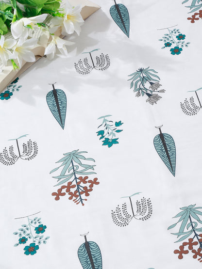 White Floral Printed 120 GSM Revesible Cotton Single Bed AC Dohar