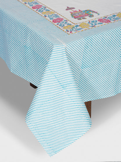 Rajasthan Decor 240 TC Percale Cotton Hand Block Cotton King Bedsheet with 2 Pillow Covers