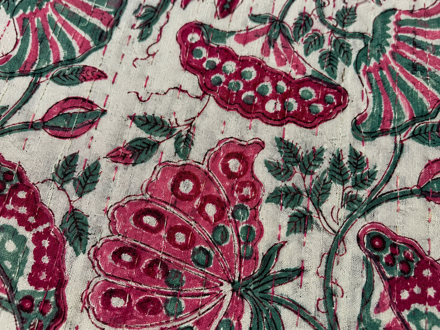 Rosabelle Heritage Hand Block Kantha Bedcover