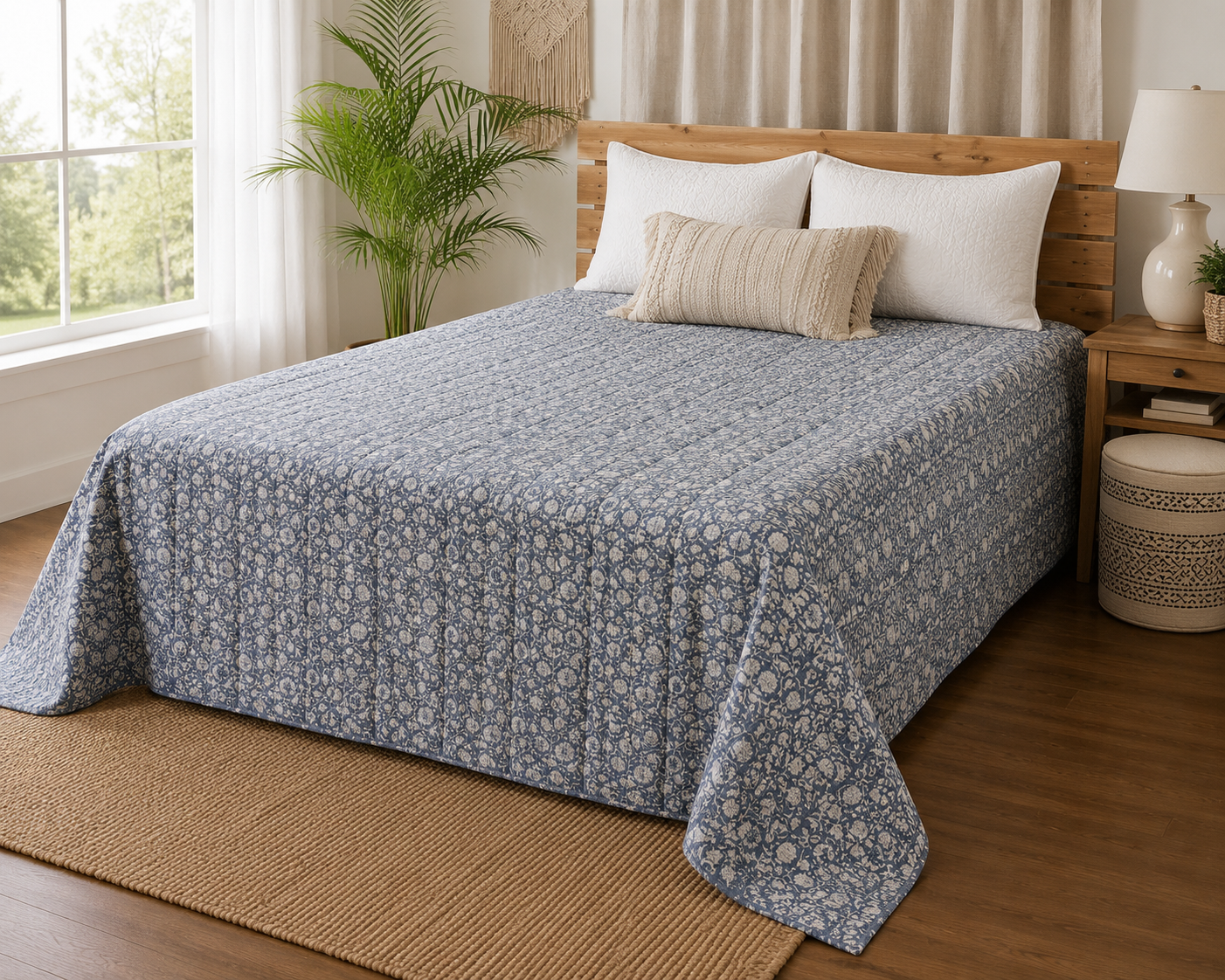 Asteria Heritage Hand Block Kantha Bedcover