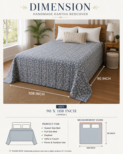 Asteria Heritage Hand Block Kantha Bedcover