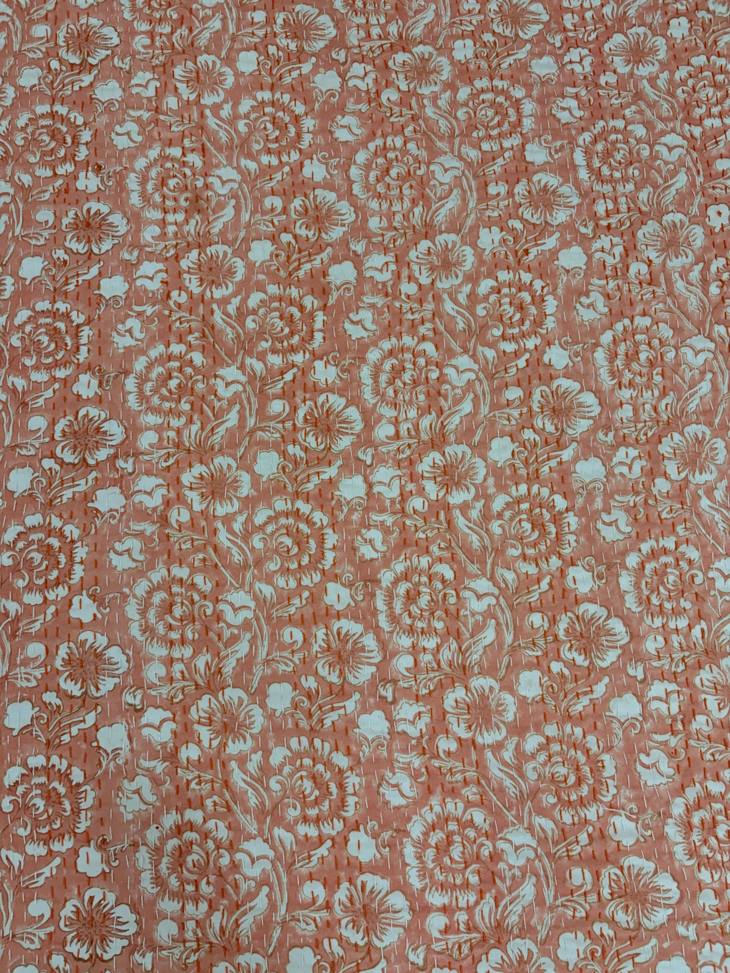 Blush Pink Floral Cotton Bedspread | Hand Block Printed Bedding